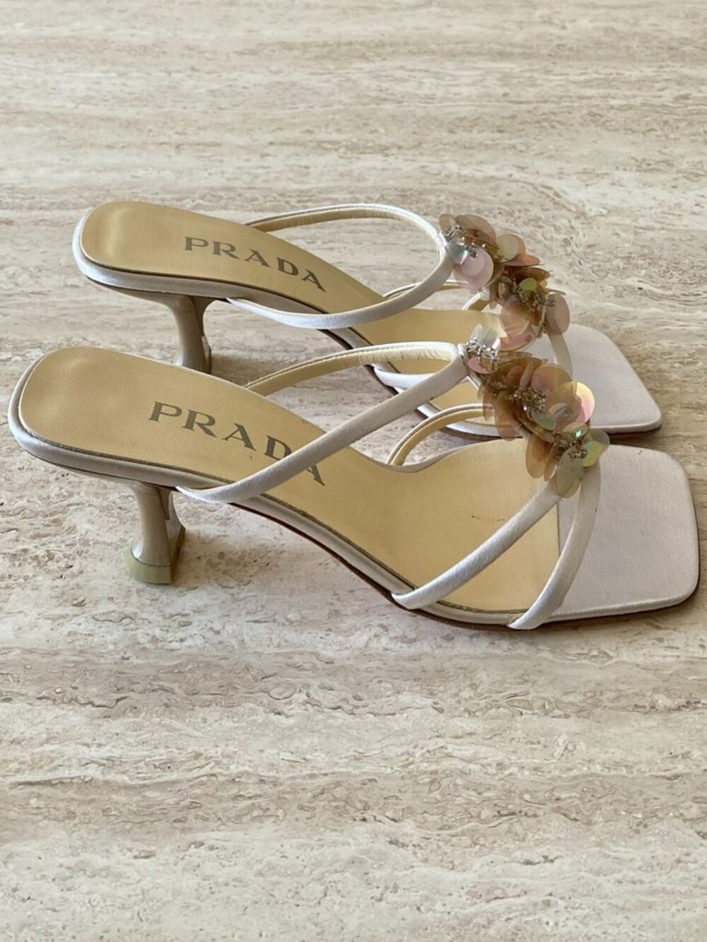 Vintage Prada Paillette Mule Sandal Heels - Picture 6 of 11